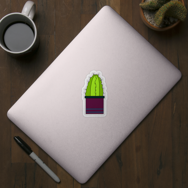 Cute Cactus Design #51: Purple Pot Cactus by DreamCactus